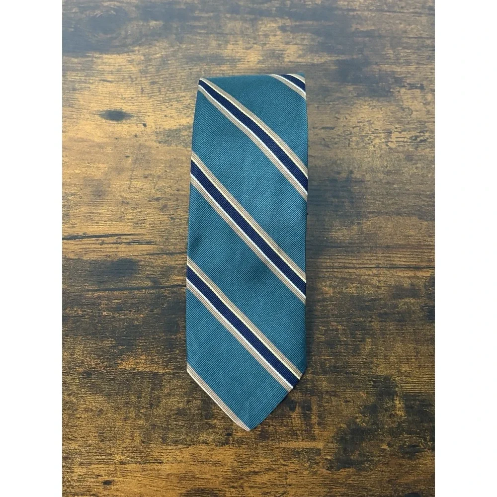 Robert Talbott Reichardt's Tie Green Blue Striped Italian Silk USA Made 58